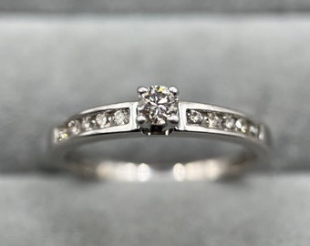 9ct White Gold Diamond Ring with Diamond-Set Shoulders, UK Size L (US Size 5.75) - 0.30ct Diamond Weight