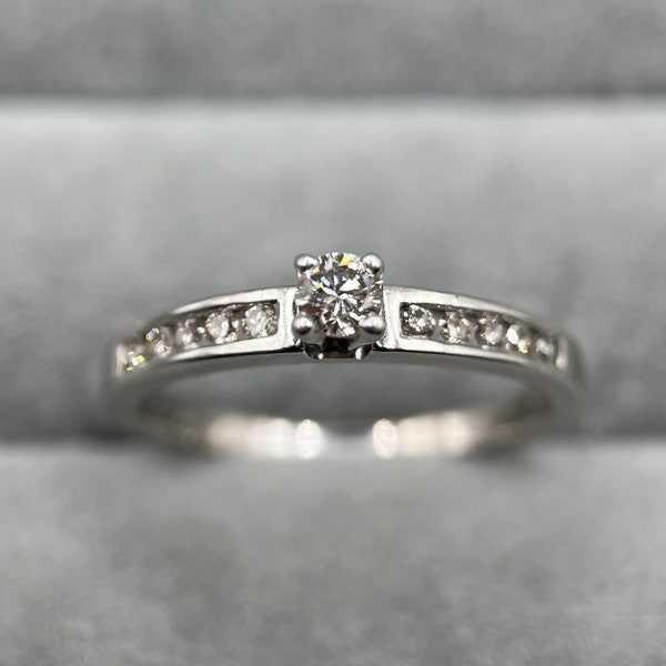 9ct White Gold Diamond Ring with Diamond-Set Shoulders, UK Size L (US Size 5.75) - 0.30ct Diamond Weight