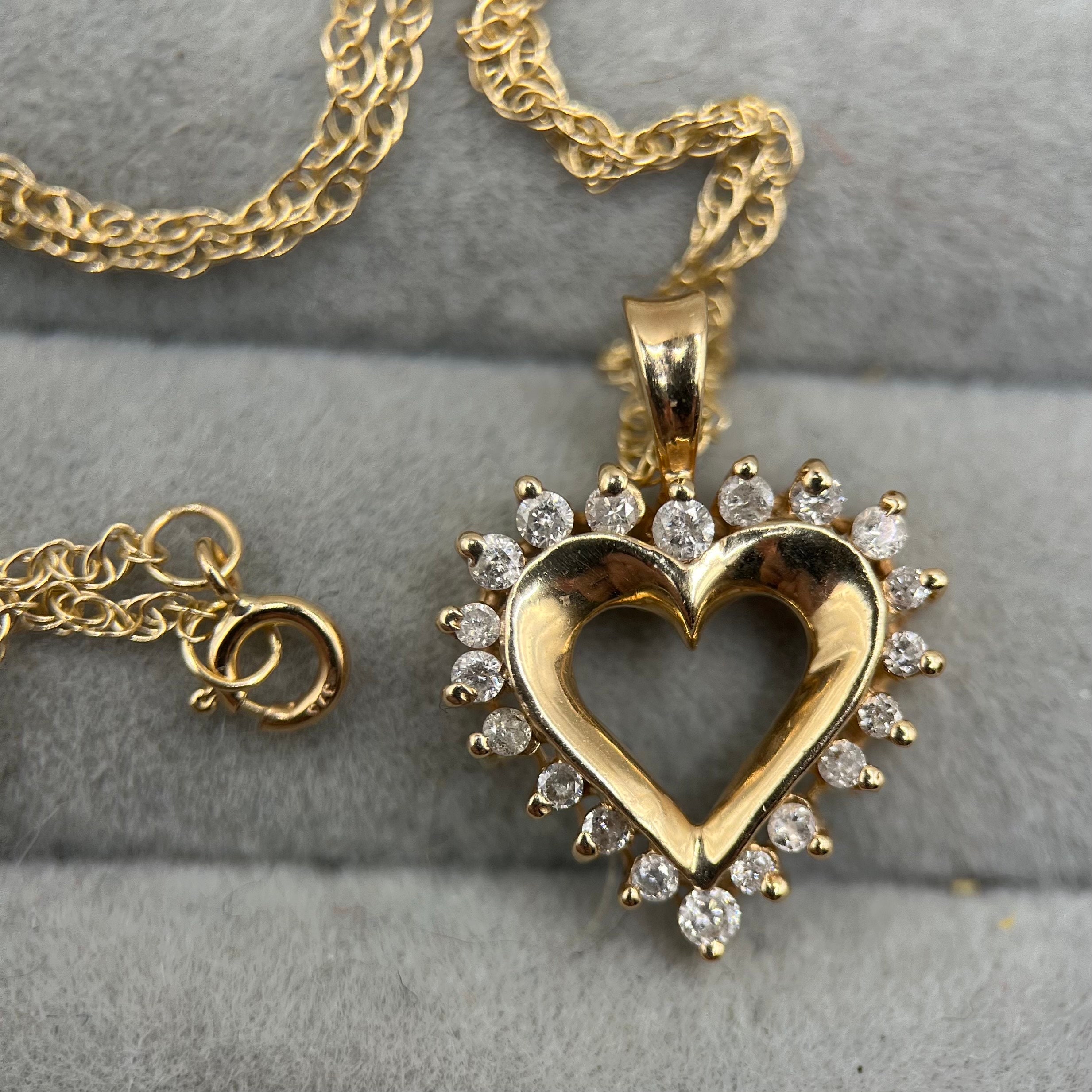 [STONE HENgE] 韓国☆14K GOLD☆Luv-it Heart Necklace 14K Solid Yellow Gold 25 Heart Necklace | eBay