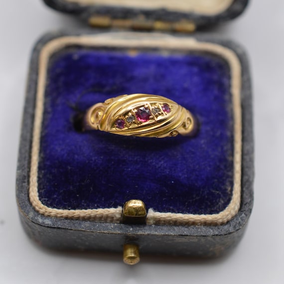 Antique Edwardian 18ct Gold Ruby & Diamond Ring, … - image 7
