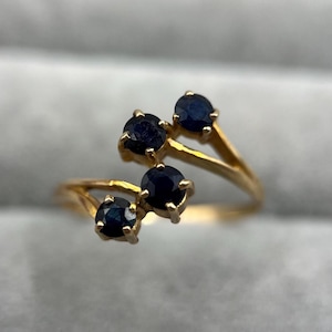 1980s Vintage 9ct Gold Sapphire Dress Ring, UK Size L 1/2 (US Size 6)