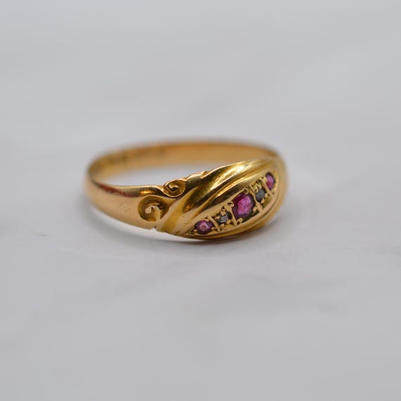 Antique Edwardian 18ct Gold Ruby & Diamond Ring, … - image 6