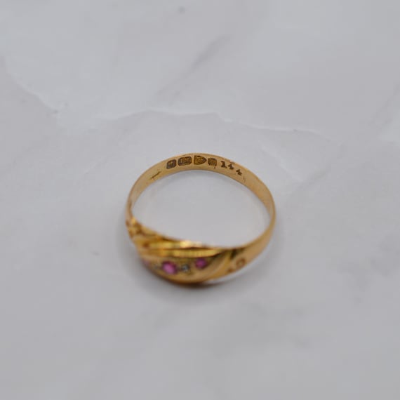 Antique Edwardian 18ct Gold Ruby & Diamond Ring, … - image 4
