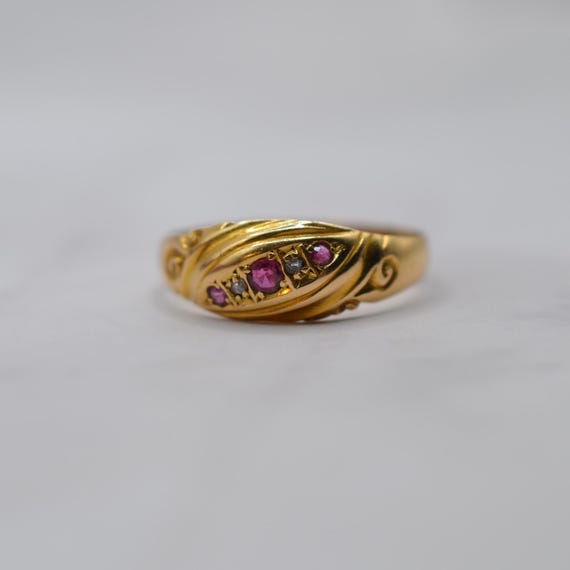 Antique Edwardian 18ct Gold Ruby & Diamond Ring, … - image 5