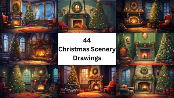Update 163+ christmas drawing scenery super hot