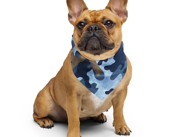 Blue Camo Bandana, Hombre, Mujer, Unisex, Accesorio para perros, Atuendo para perros, Protección para la cabeza, Cobertura para el cabello, Cuidado solar, Patrón de camuflaje