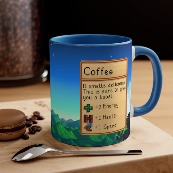 Stardew Valley Coffee Mug, Cute Coffee Cup Gift For Stardew Valley Lover, Stardew Valley Mug Gift For Her, Stardew Valley Coffee Stats Mug