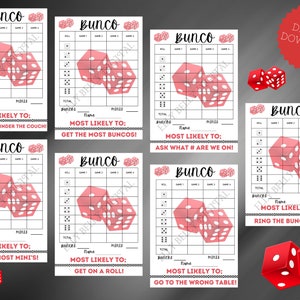 Girl's Night, Bunco Scorekarten, Bunco, Bunco Party, Würfelspiel