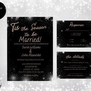 Christmas Party Invitation Template - Christmas Celebration Invite - Gold and Black Holiday Party