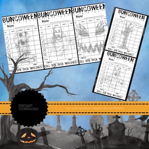 Cartes de pointage d&#39;Halloween, Bunco avec mes sorcières, octobre, thème d&#39;Halloween, fête, nuit GNO d&#39;octobre