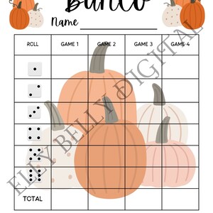Fall Bunco Score Card, Fall Score Sheet, Fall, Scorecard, Printable ...