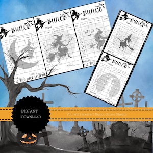Cartes de pointage d&#39;Halloween, Bunco avec mes sorcières, octobre, thème d&#39;Halloween, fête, nuit GNO d&#39;octobre
