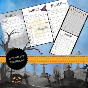 Tarjetas de puntuación de Halloween, Bunco con mis brujas, octubre, tema de Halloween, fiesta, noche de GNO de octubre