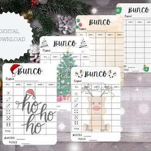 Kerst Bunco Scorekaarten, Vakantie Bunco, December, Kerstthema Bunco Feest, December Bunco Feest