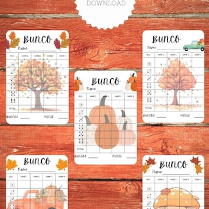Fall Bunco score card, Fall Score sheet, Fall, Scorecard, Printable, Instant download