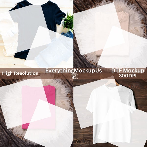 Direct To Film 5 Mockup Bundle, DTF Wood Mock-ups, Shirt DTF Transfer Mockup, High Resolution Mockup Bundle, Easy Application