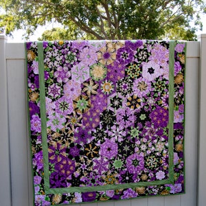 Kaleidoscope Throw Quilt, purple, kaleidoscope, hexagon, quilt, lap quilt