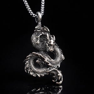 Dragon Necklace | Stainless Steel Pendant Mythical Fantasy Jewelry image 3