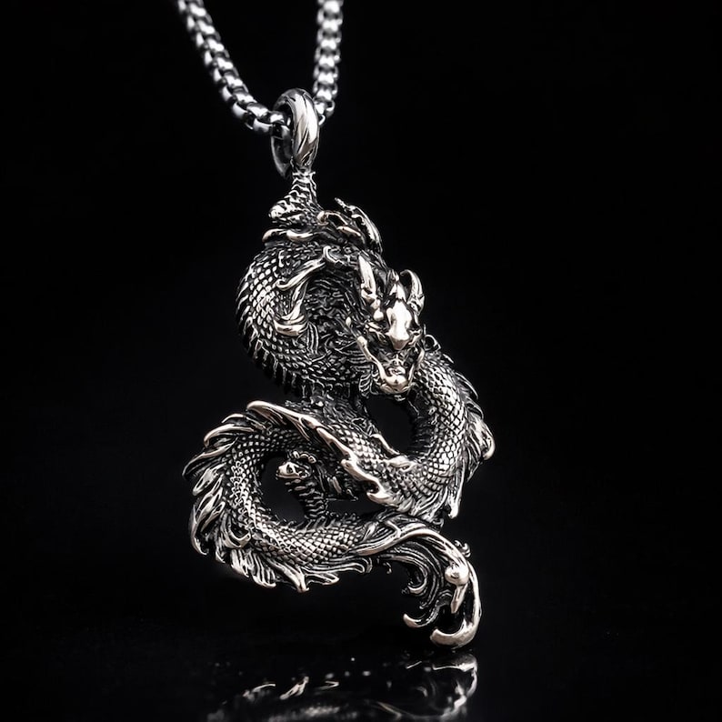 Dragon Necklace | Stainless Steel Pendant Mythical Fantasy Jewelry image 3