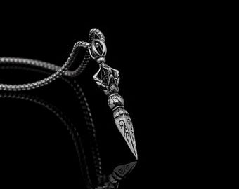 Scepter Necklace | Dagger Necklace Pendant | Sword Pendant | Stainless Steel Gothic Jewelry | Dark Fantasy Pendant | Statement Necklace