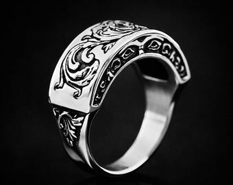 Engraved Ring | Stainless Steel Gothic Viking Pattern Statement Ring