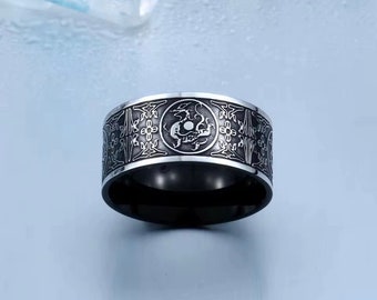 Anillo con diseño de animal / Anillo de acero inoxidable grabado con diseño de joyería inspirada en la naturaleza.