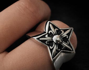 Star Ring | Stainless Steel Gothic Signet Minimal Statement Jewelry