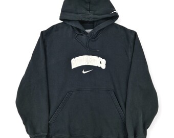 Nike Vintage Spellout Centre Swoosh Hoodie Black Men's Medium