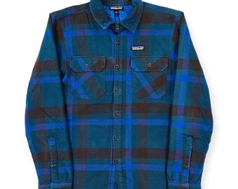 Patagonia Insulated Fjord Flannel Shirt Jacket Blue Herren Small