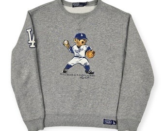 Polo Ralph Lauren Bear LA Dodgers MLB Sweatshirt Grey Men's Medium