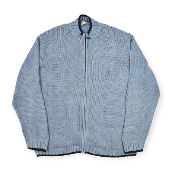 イヴ・サンローラン YSL ヴィンテージ ニットカーディガン ブルー