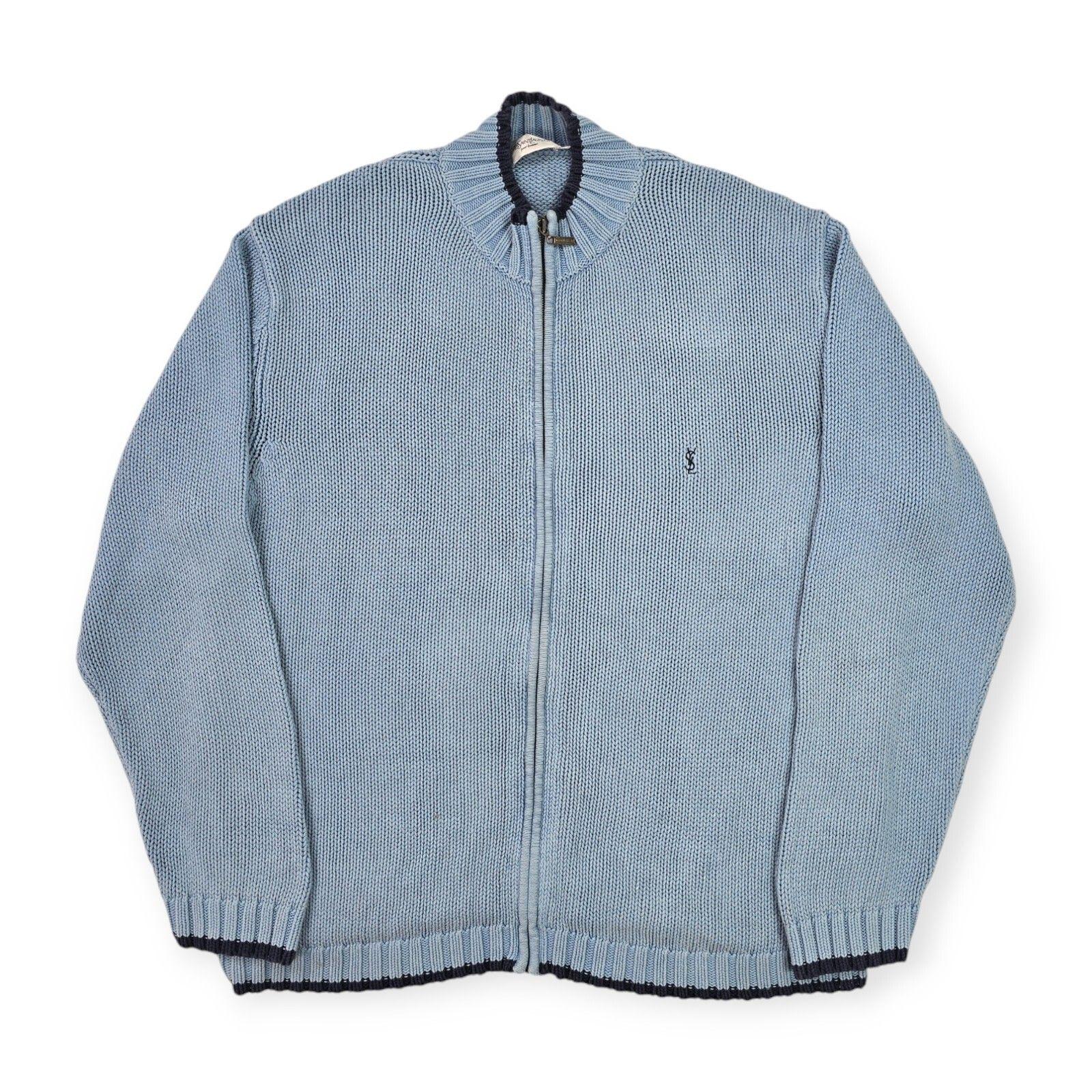 イヴ・サンローラン YSL ヴィンテージ ニットカーディガン ブルー