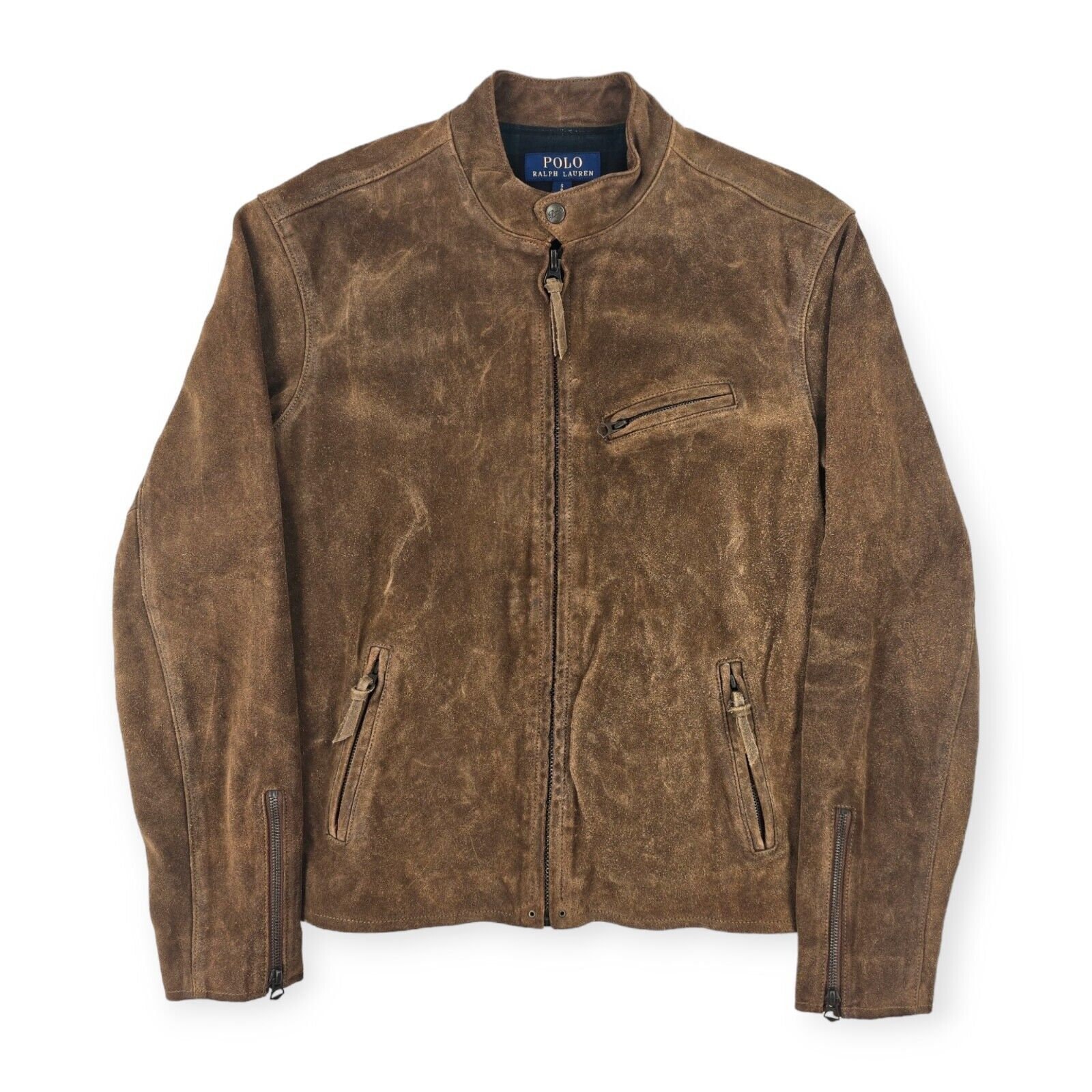 Polo Ralph Lauren Suede Cafe Racer Bomber Jacket Brown Men's Polo Ralph Lauren Suede Cafe Racer Bomber Jacket Brown Men's