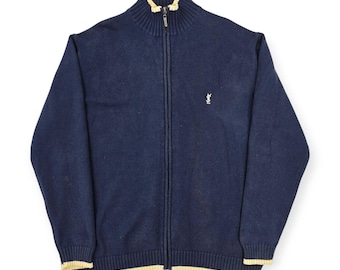 Cardigan lavorato a maglia vintage Yves Saint Laurent YSL, blu, da uomo, taglia M
