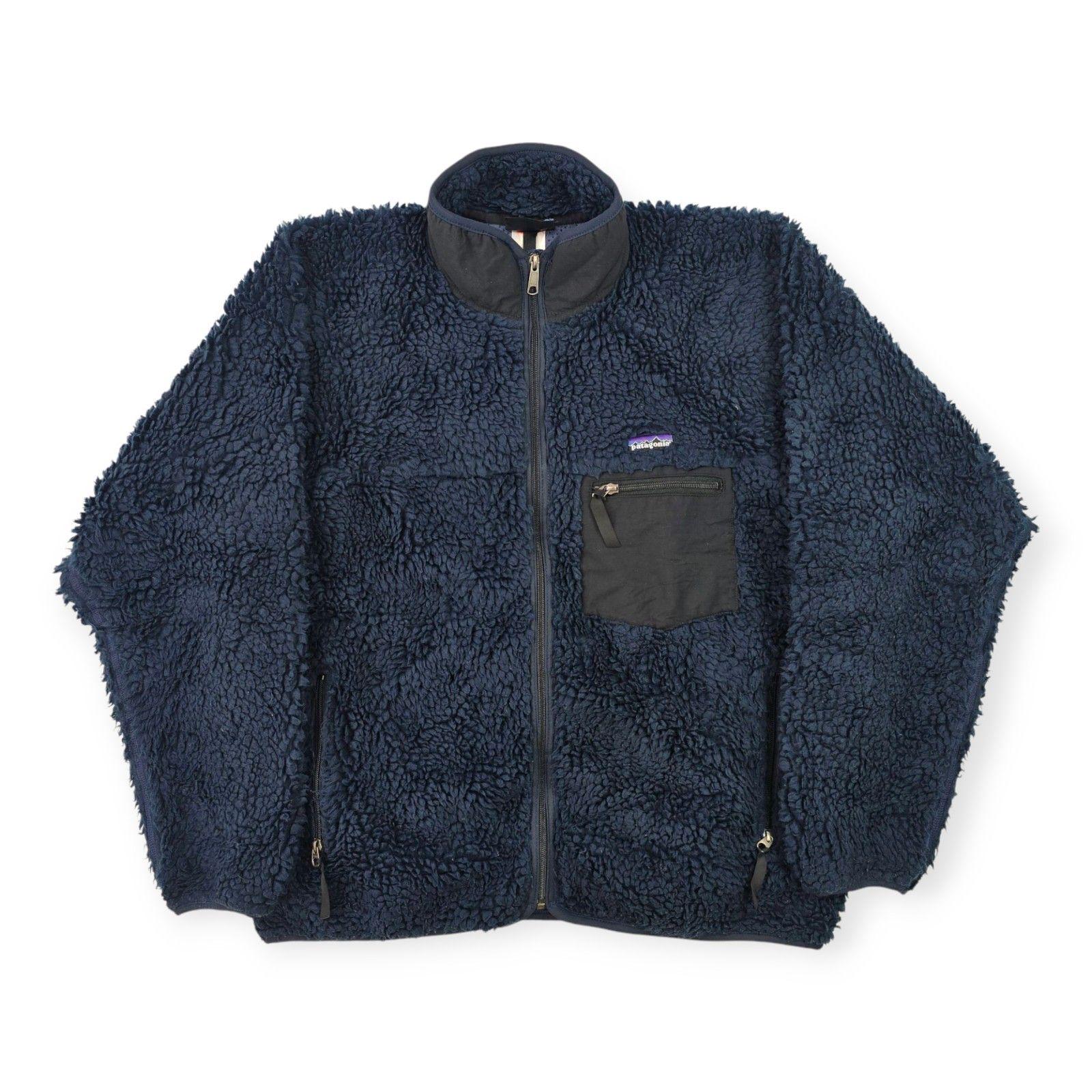 Patagonia Vintage Deep Pile Sherpa Fleece Jacket Blue Men's Large