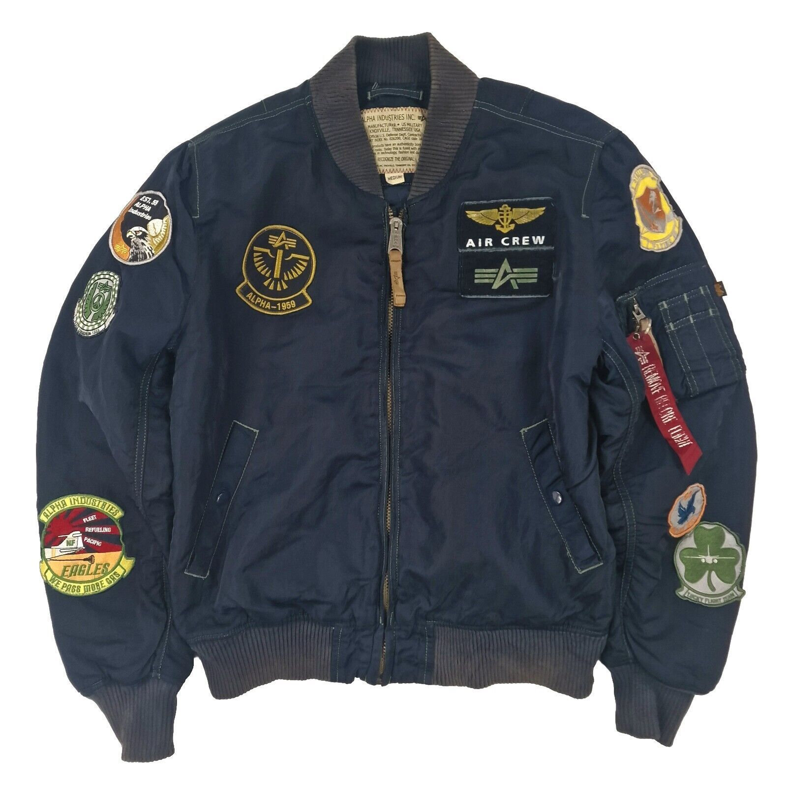 Alpha Industries Patch Ma 1 Flight Bomber Jacket Black Men s Medium Etsy
