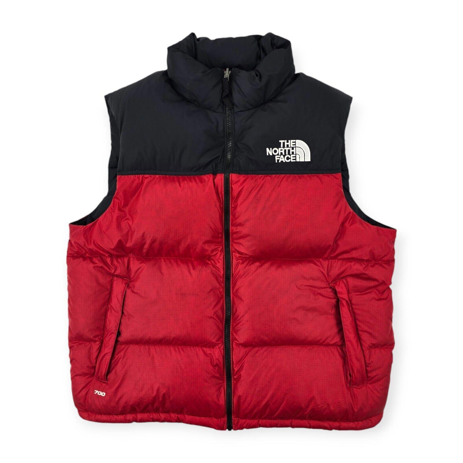 The North Face Veste sans manches matelassee en duvet 700 Nuptse Rouge pour hommes Grande Etsy France