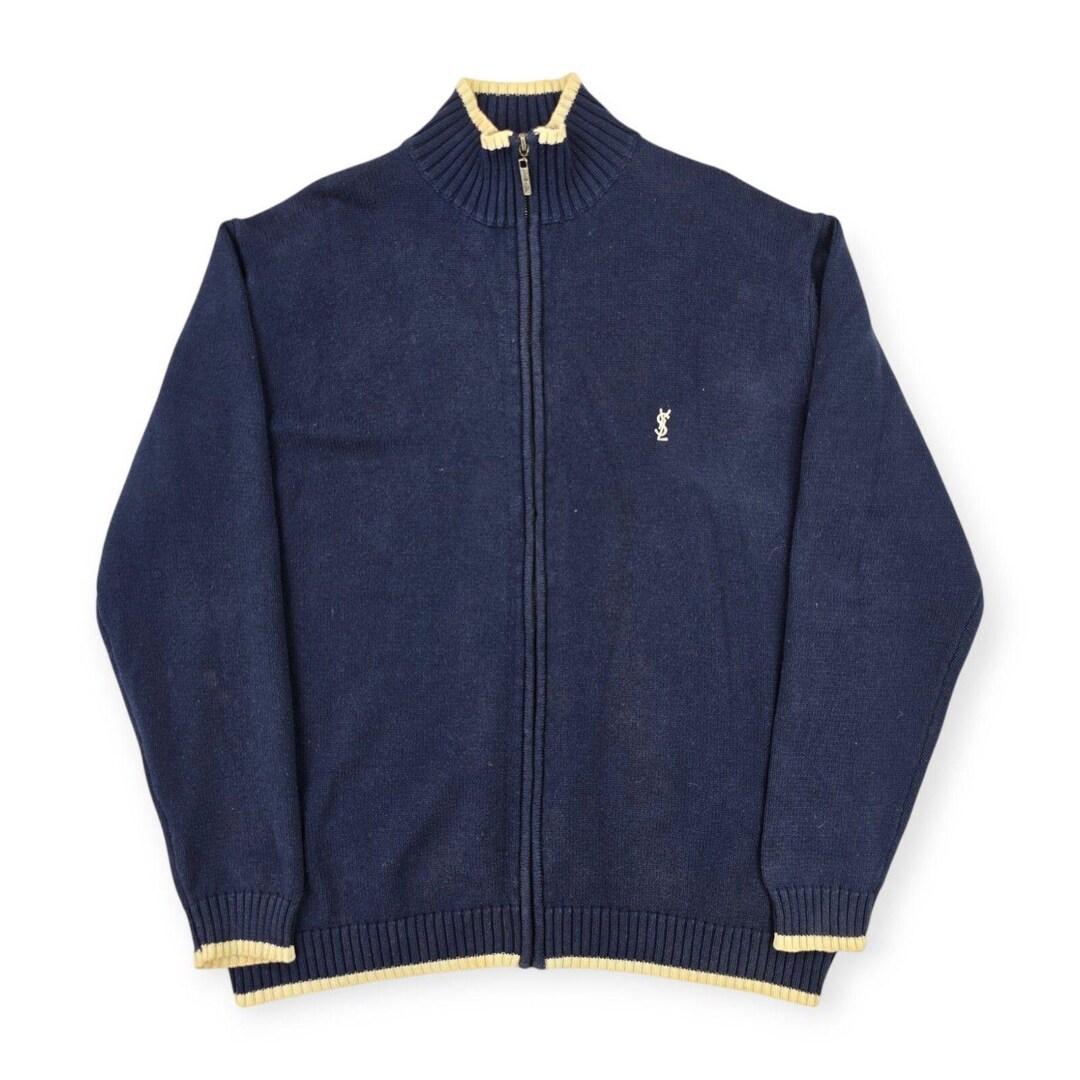 Yves Saint Laurent YSL Vintage Knitted Cardigan Blue Men's Yves Saint Laurent YSL Vintage Knitted Cardigan Blue Men's