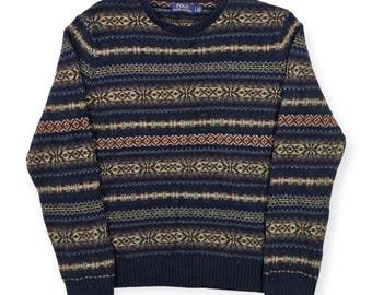 Polo Ralph Lauren Fair Isle Pattern Knitted Jumper Men's Large