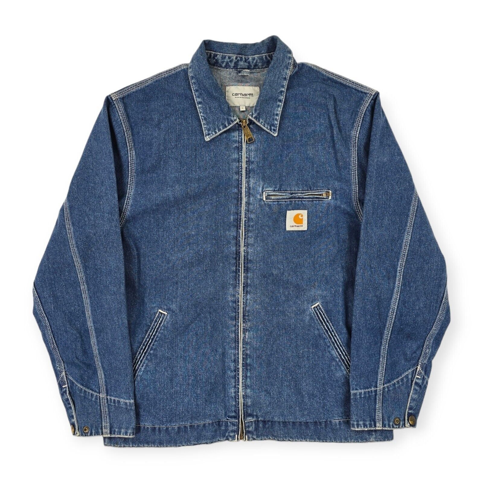 Carhartt WIP Detroit Blue Denim Bomber Jacket Men s Large Etsy