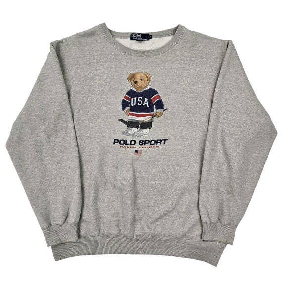 Polo Ralph Lauren Vintage Rare Bear Sudadera Gris Hombre XL Etsy Mexico