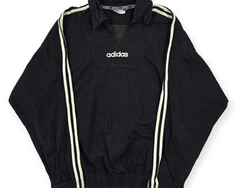 Adidas Vintage Spellout Drill Top Sweatshirt Black Men's Large