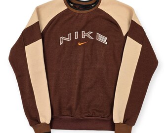 Nike Vintage Spellout Pullover Sweatshirt Brown Men's Large