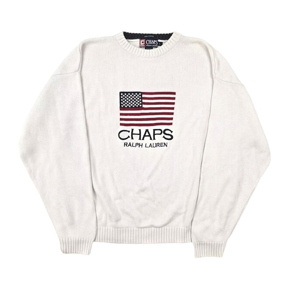 Chaps Ralph Lauren Vintage Flag Jumper White Men s Large Etsy Ireland