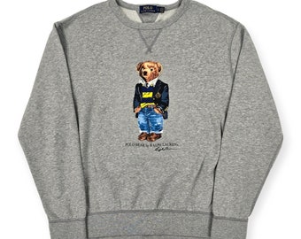 Polo Ralph Lauren Bear Spellout Sweatshirt Grau Herren Groß
