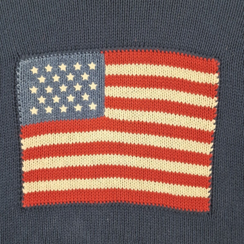 Polo Country Ralph Lauren Vintage Flag Knitted Jumper Blue Men's Small image 4