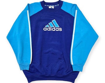 Sweat-shirt Adidas vintage Spellout Pullover Bleu pour Homme XL