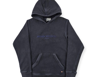 Moletom com capuz bordado "Private White V.C." azul, tamanho 4 médio masculino