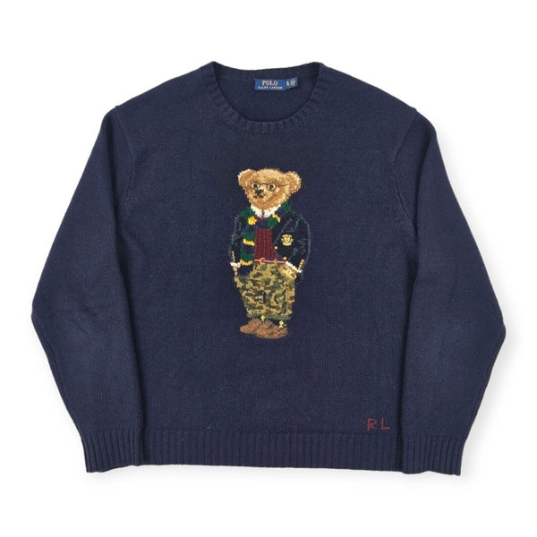 Polo Ralph Lauren Bear Knitted Jumper Blue Men's XL