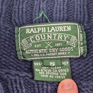 Polo Country Ralph Lauren Vintage Flag Knitted Jumper Blue Men's Small image 6
